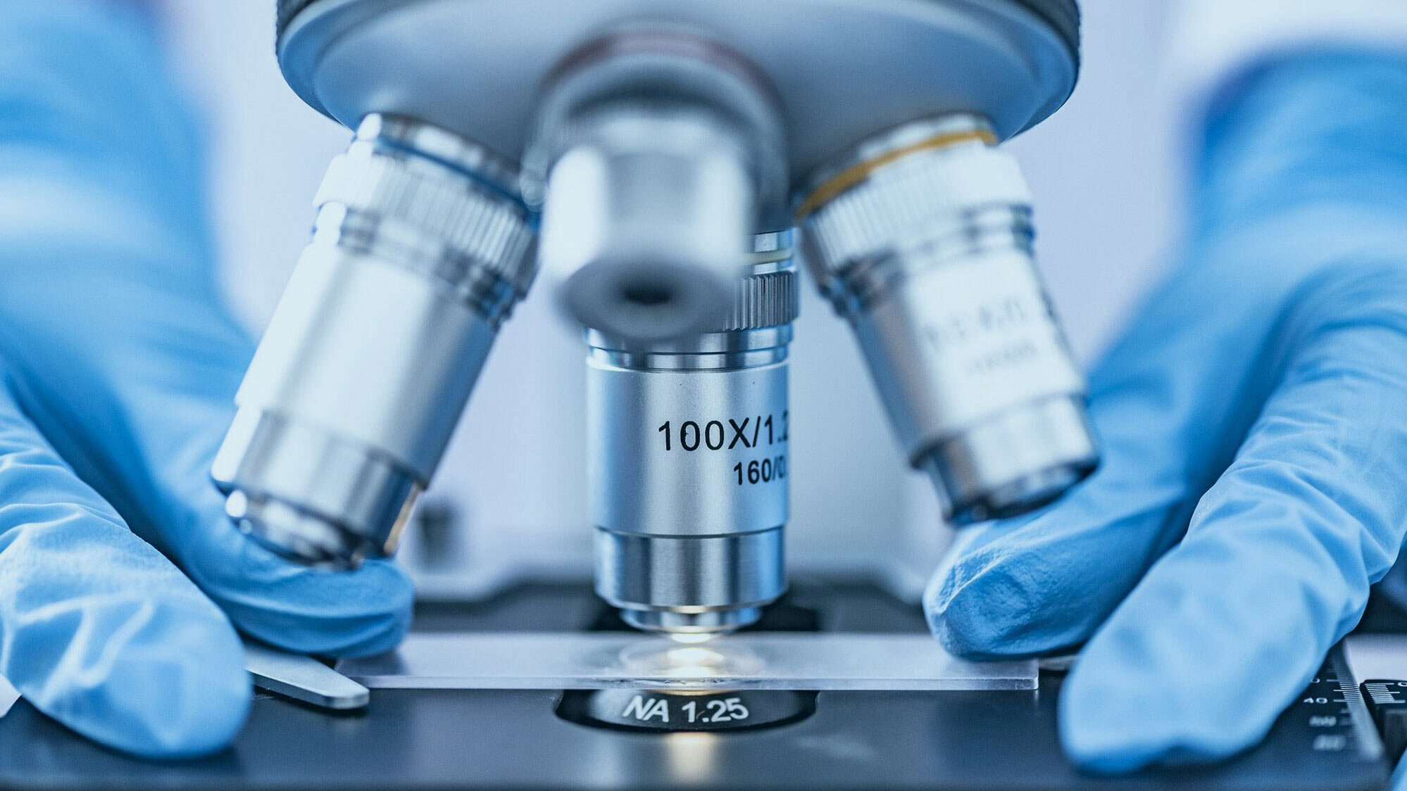https://pixabay.com/de/photos/analyse-becher-biochemie-biologie-4402809/ Festangestellte Karriere; Eine Person legt einen Objektträger unter ein Mikroskop
